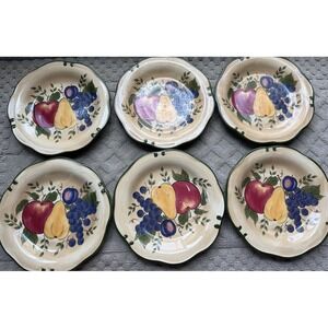 6 vtg grandma's Home Trendsfruit dinner plates multi colors collectibles